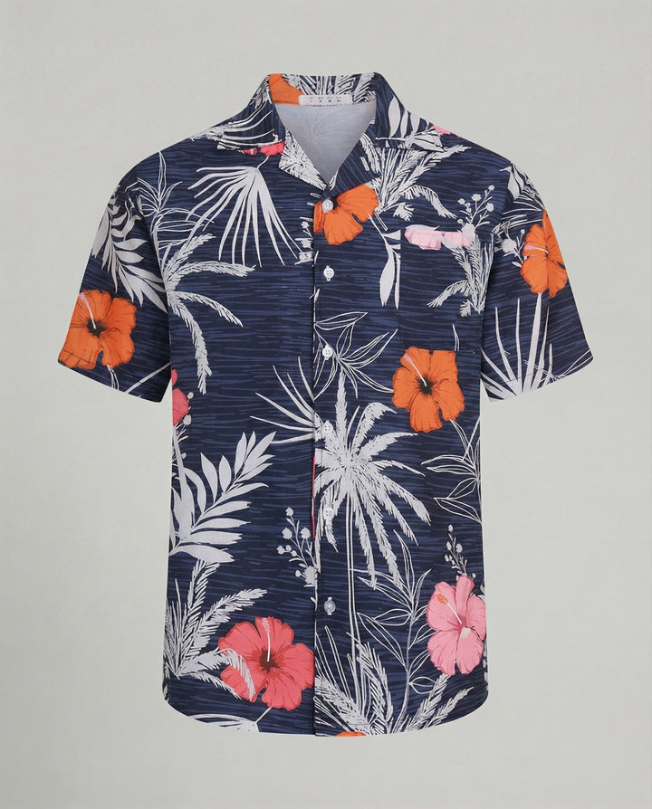 Kurzarm Hawaiihemd Herren Palmenprint – Arvello