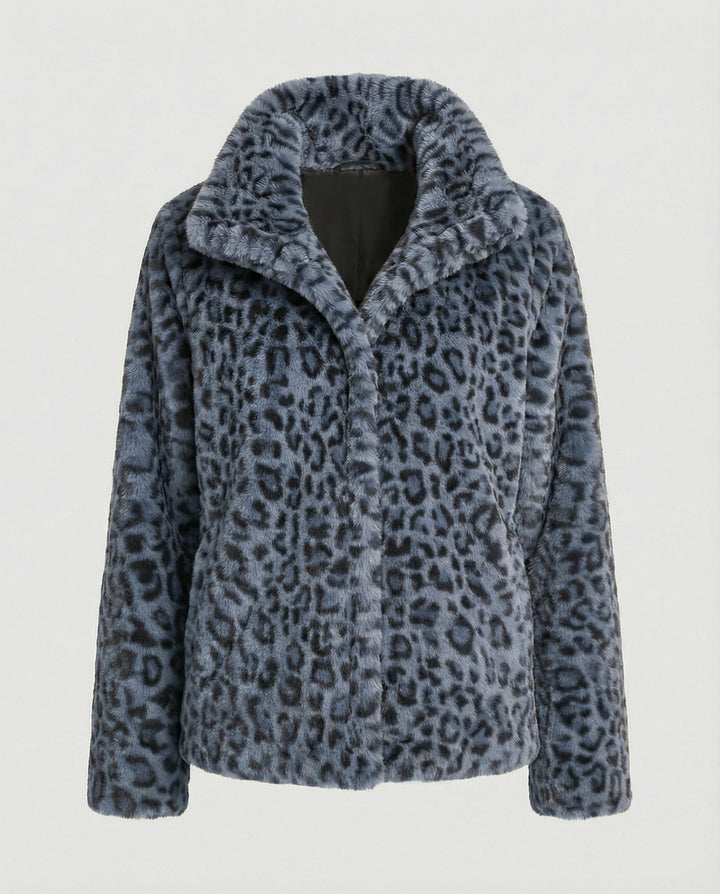 Echoarchiv | Mantel - Kunstpelz - Oversized Fit - Reverskragen - Leopardenprint