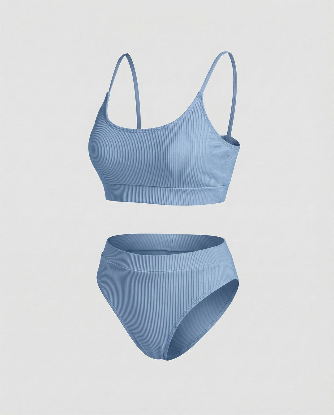 Damen Ripp-Bikini-Set Spaghettiträger-Bustier