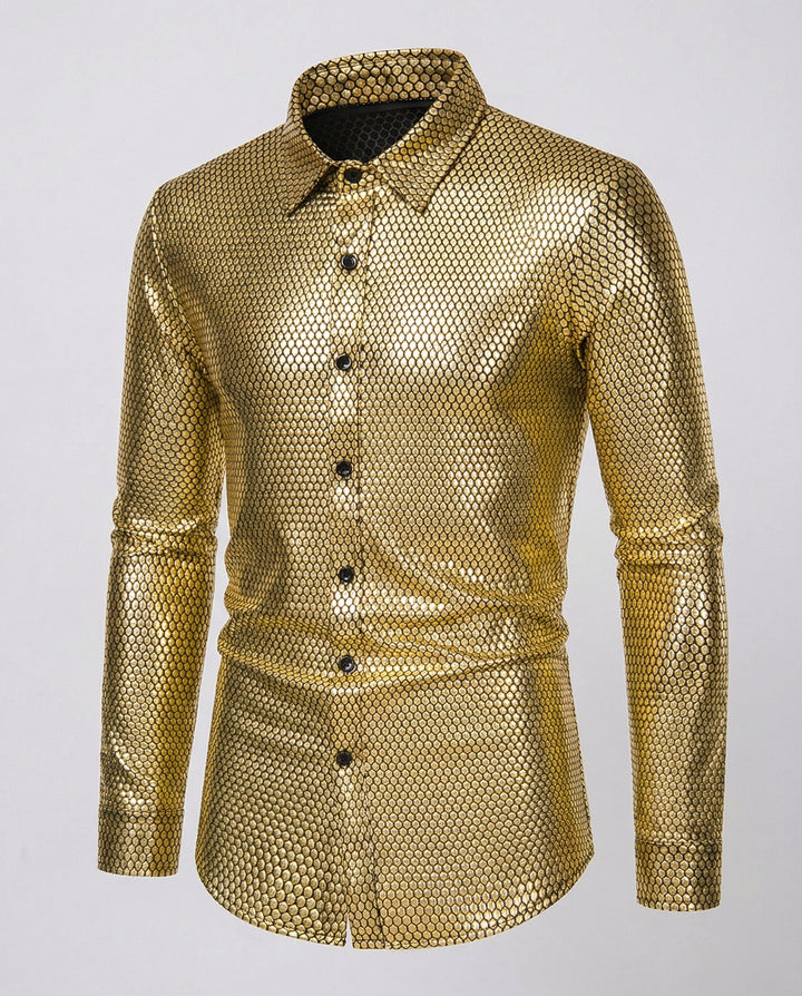Herren Hemd mit glanzvollem Wabenmuster – Arvello