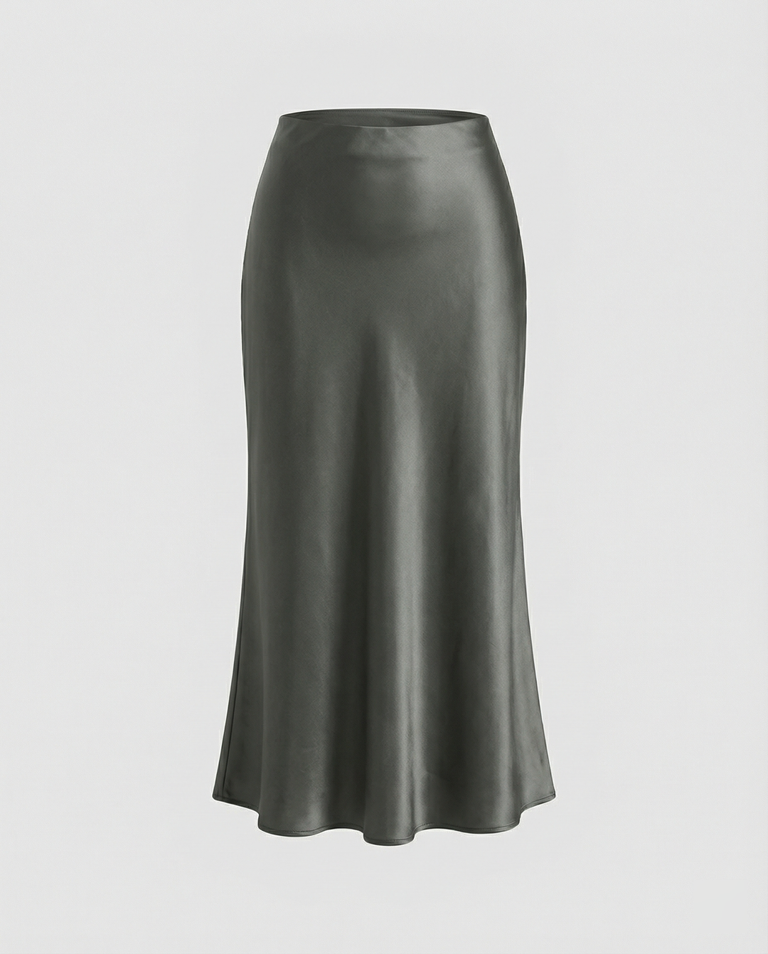 Damen eleganter Satin-Midirock mit fließendem Schnitt und hohem Bund – Rosévia