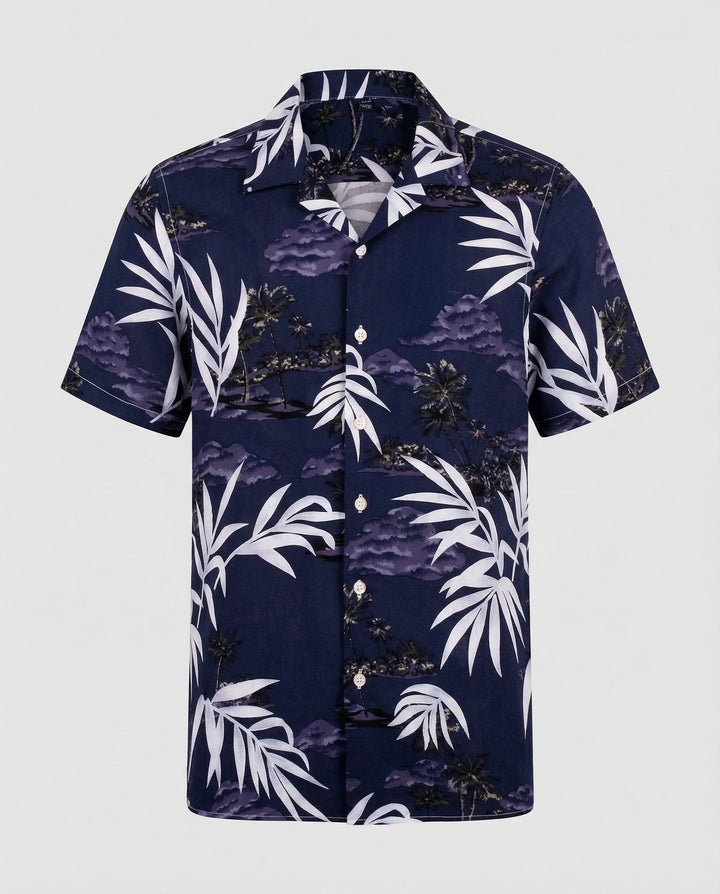 Kurzarm Hawaiihemd Herren Palmenprint – Arvello