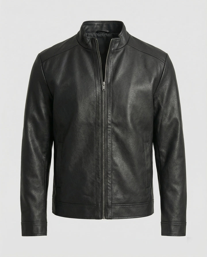 Herren Elegante Kunstlederjacke modern geschnitten