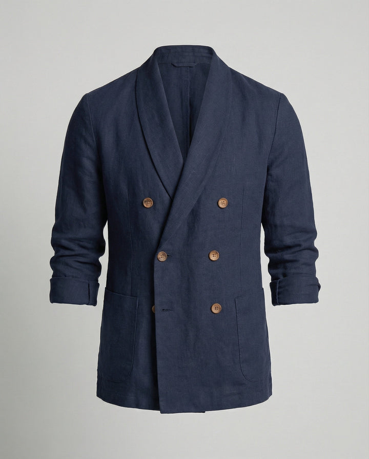 Herren Leichte Leinenjacke mit doppelter Knopfleiste