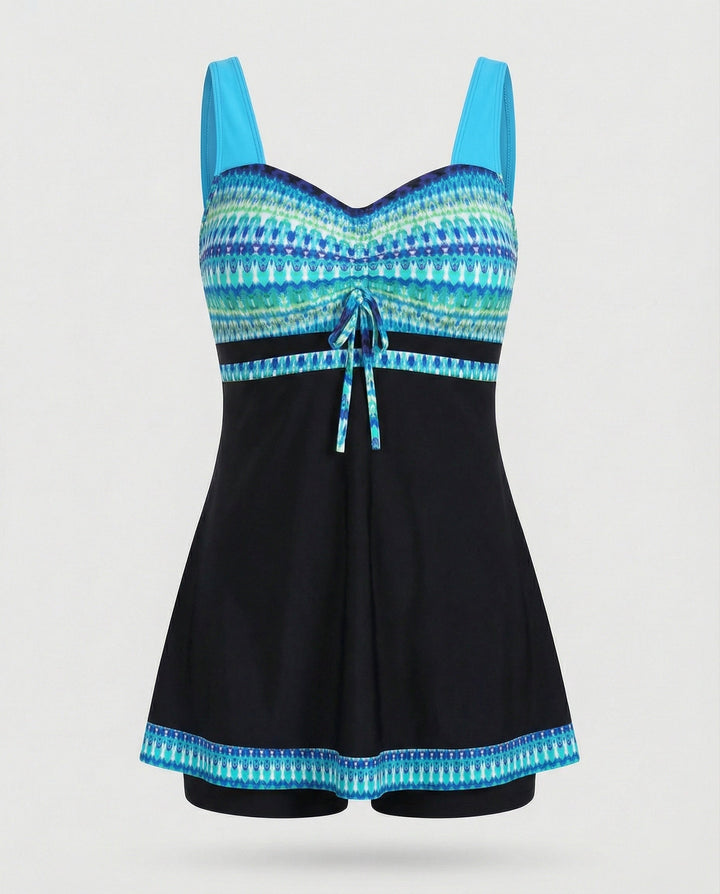 Echoarchiv | Blauer, Schmaler, Leichter Patchwork-Tankini