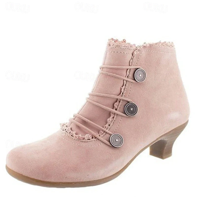 Damen Viktorianische Schnür-Stiefeletten mit Spitzenbesatz – Seravelle