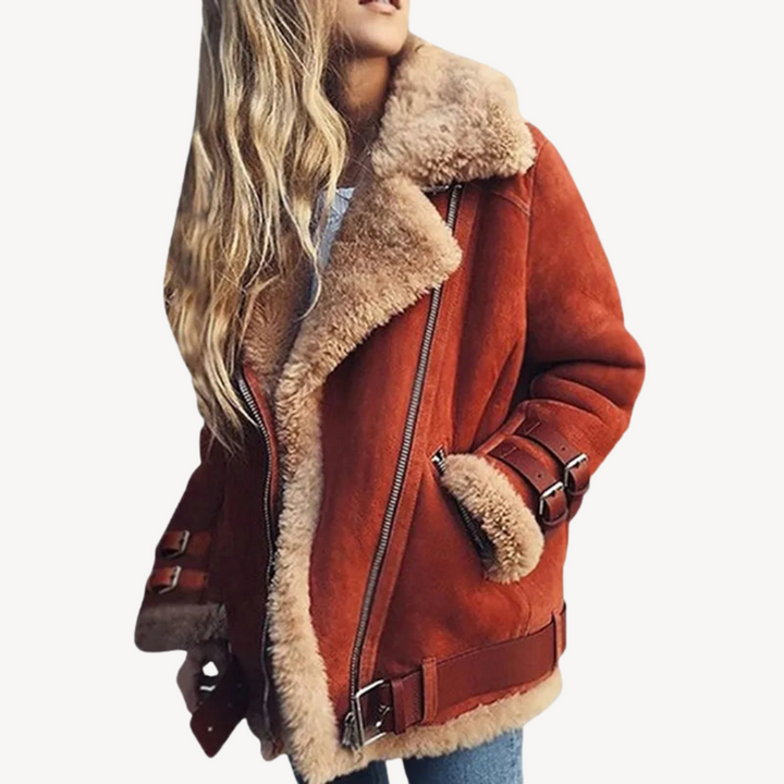 Echoarchiv | Lammfell Gefütterte Bikerjacke für Damen