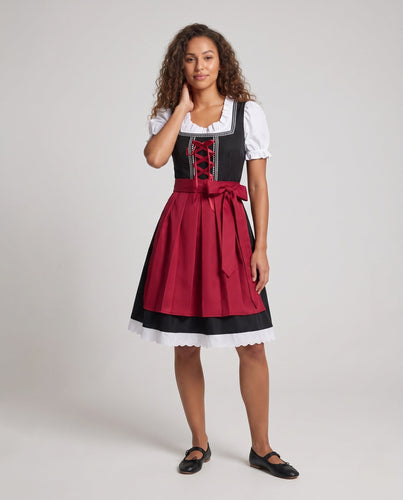 Dirndl-Kleid für Frauen mit traditionellen Spitzenakzenten und eleganter Schnürung Echo Archiv