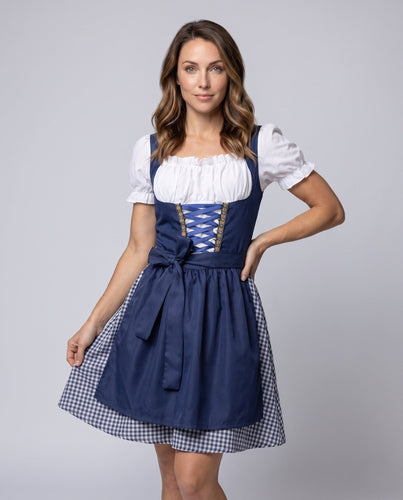 Damen Trachten Dirndl Kleid mit Rüschen und Karodetails Echo Archiv