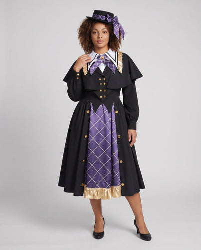 Damenkostümkleid mit historisch inspirierten Elementen und eleganten Accessoires Echo Archiv