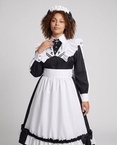 Damen Kostümkleid mit Rüschendetails und eleganten Accessoires – Élara