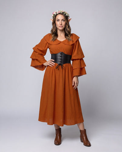 Damen romantisches Maxikleid mit Volants – Valéora