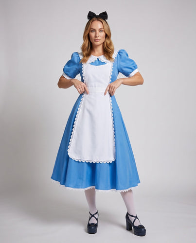 Damenkostüm im Alice im Wunderland-Stil mit Rüschen und Schürze Echo Archiv