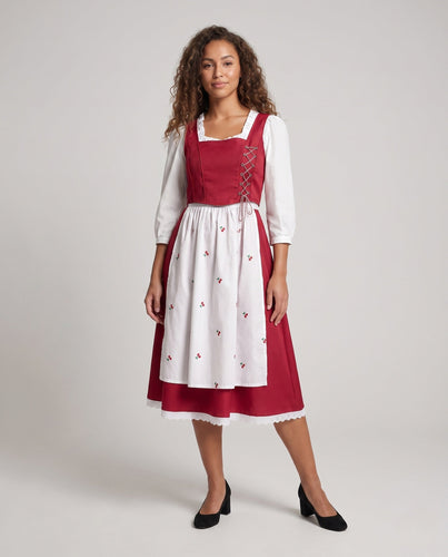 Damen Festliches Dirndlkleid mit zarter Schürze und Verspielten Rüschen – Élara