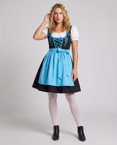 Damen Trachtenkleid mit floralem Design und Rüschendetails – Élara