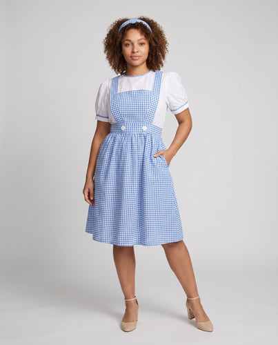 Damen Vintage Kleid mit kariertem Muster und Rüschendetails – Élara