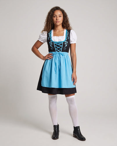 Damen Dirndl-Kleid mit floralen Verzierungen und Rüschendetails – Élara