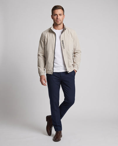 Leichte Harrington-Jacke für Herren mit Stehkragen, Reißverschluss, Klappentaschen und elastischem Saum Echoarchiv