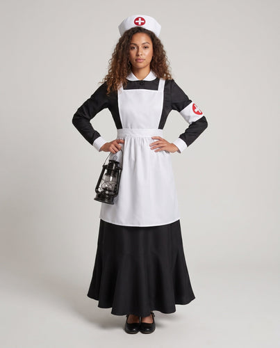 Damen Kostüm mit traditionellem Schürzen-Design und zugehörigem Zubehör Echo Archiv
