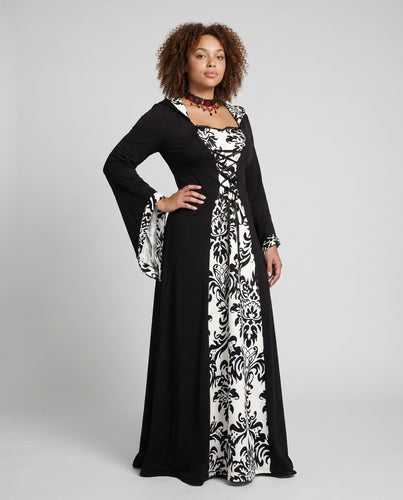 Damen Elegantes Kapuzenkleid mit floralem Muster Echo Archiv