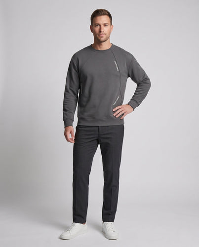 Herren oversized Raglan-Sweatshirt mit diagonaler Nahtdetail und geripptem Saum Echoarchiv