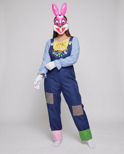 Damen Kostüm für Karneval mit Hasenmaske und Latzhose Echo Archiv