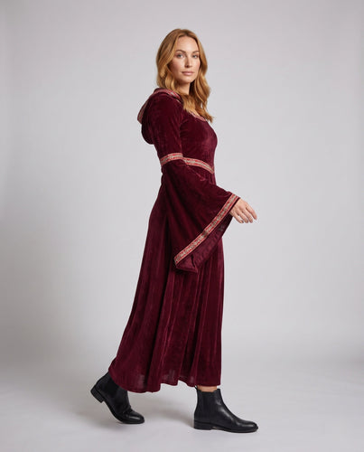 Damen Elegantes Kapuzenkleid mit ausgestellten Ärmeln und Schleifendetails Echo Archiv