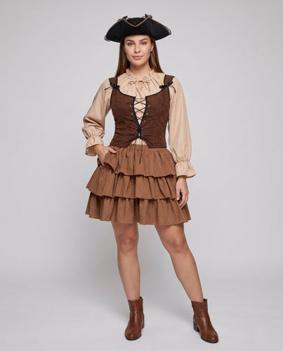 Damen Piratenkostüm mit stylischem Volant und eleganter Schnürung Echo Archiv