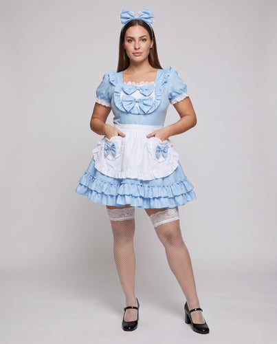 Damen Kostümkleid im Edvardianischen Stil mit Rüschendetails und Schürze Echo Archiv