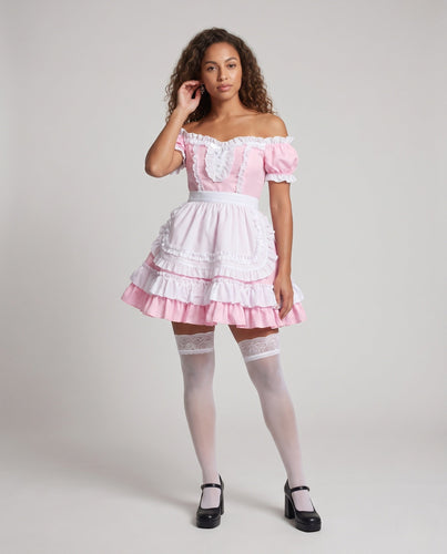 Damen Rüschenkleid mit schulterfreiem Design und mehrlagigen Akzenten Echo Archiv
