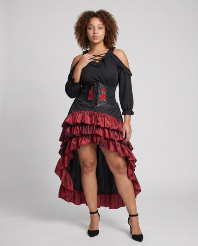 Damen Elegantes Steampunk Kleid mit Rüschendetails und Korsett Echo Archiv