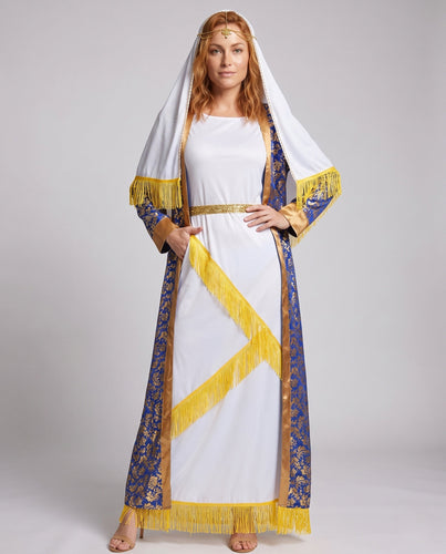 Frauen traditionellen arabischen Kostüm mit Fransen geprägtem Design und eleganter Überlagerung Echo Archiv