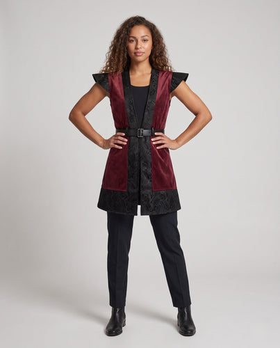 Damen Elegantes Kostümkleid mit kunstvoller Schnürung und stylischem Gürtel Echo Archiv