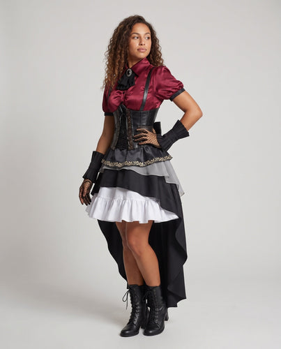 Damen Kostümset mit eleganter Bluse, taillierter Rock und passenden Accessoires Echo Archiv