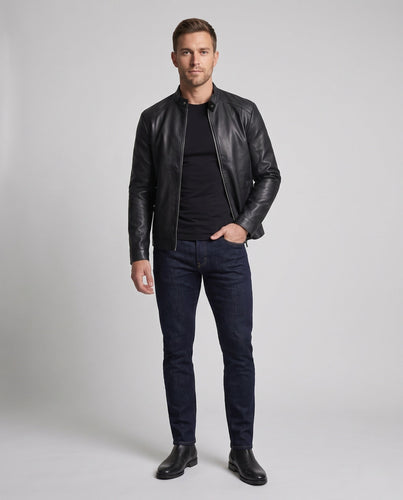 Herren Modische Kunstlederjacke mit Stehkragen Echo Archiv 1788321813