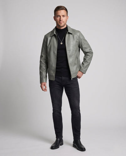 Herren Modische Kunstlederjacke mit modernen Details Echo Archiv