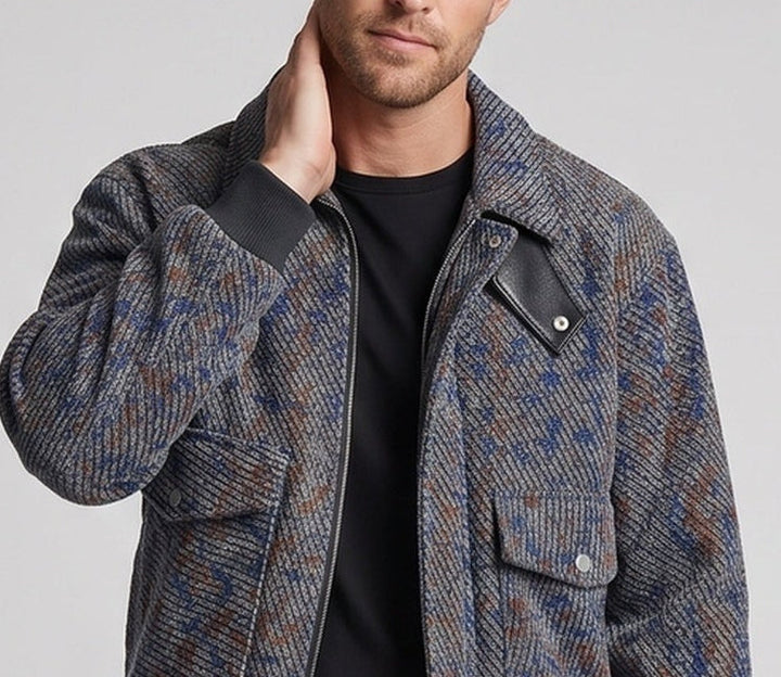 Herren Strukturiertes Overshirt‑Bomberjacke mit Rippbündchen & aufgesetzten Pattentaschen Echoarchiv