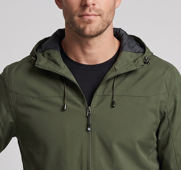 Herren Leichte Funktions Outdoor Jacke mit Kapuze, Mehrlagiges Softshell und Versteckter Reißverschluss Echoarchiv