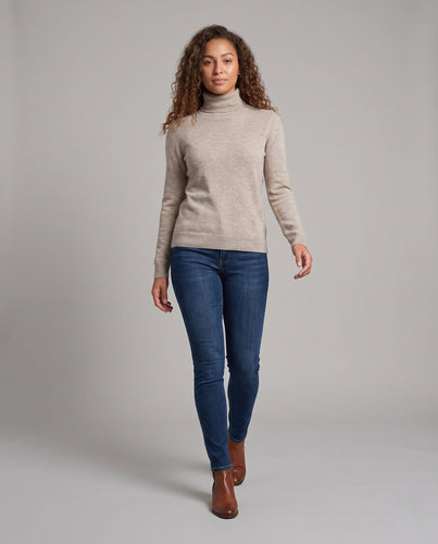 Damen Feiner Rollkragenpullover aus Kaschmir‑Look mit leichtem Stretch und minimalistischer Silhouette Echoarchiv