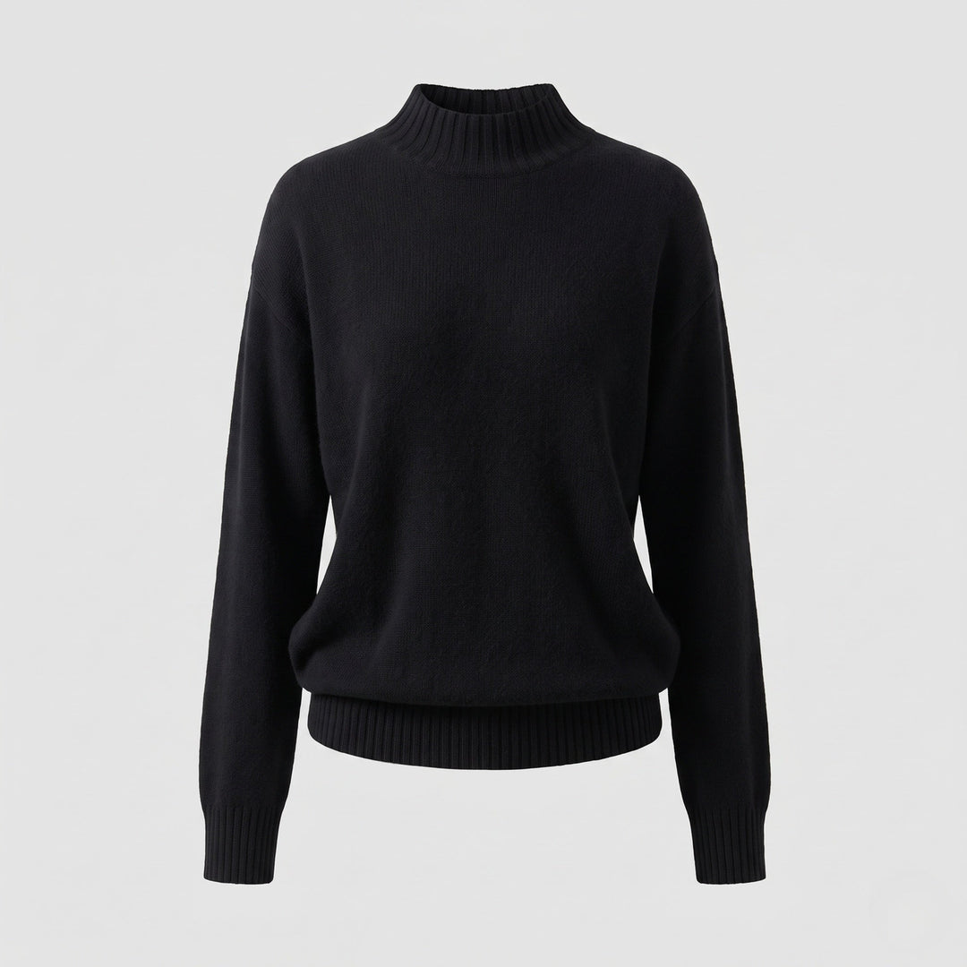 Damen Feiner Kaschmir‑Look Stehkragenpullover mit überschnittener Schulter Echoarchiv