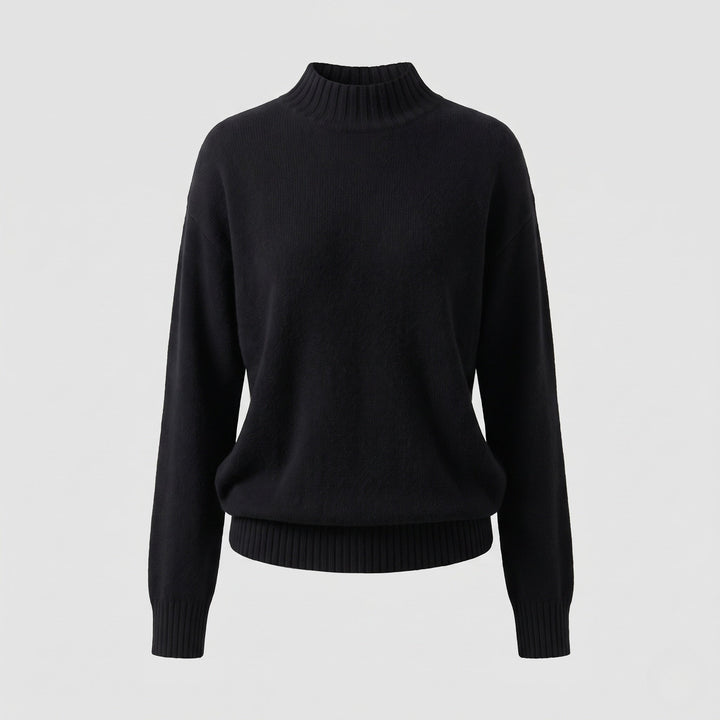 Damen Feiner Kaschmir‑Look Stehkragenpullover mit überschnittener Schulter Echoarchiv