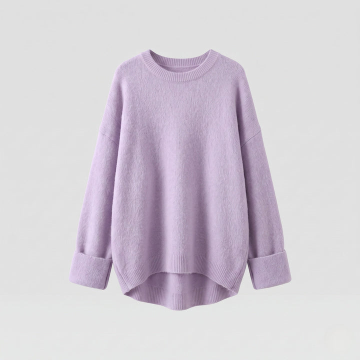 Damen Oversize Longpullover im Mohair‑Look mit Rundhals, überschnittener Schulter und seitlichem Schlitz Echoarchiv