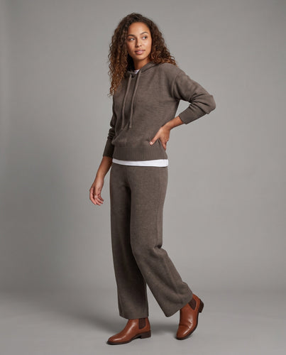 Damen Strick-Lounge-Set mit Kapuzenpullover und weiter Palazzo-Strickhose Echo Archiv