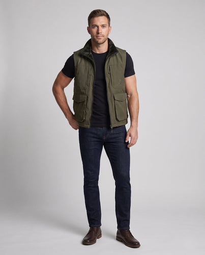 Herren Multifunktionale Outdoor-Weste mit hohem Kragen, Reißverschluss und Mehrfach-Taschen Echoarchiv