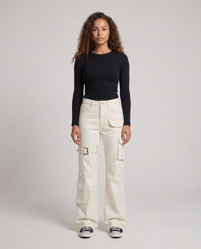 Damen Cargo‑Palazzo‑Hose mit Utility‑Taschen und Beinschnalle Echo Archiv