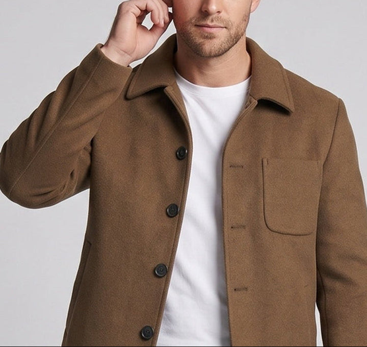 Herren Kurze Wolljacke im Carcoat-Stil mit Brusttasche Echo Archiv