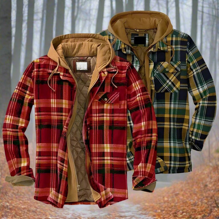 Echoarchiv | Warme Kapuzenjacke mit Karo-Muster für Herren