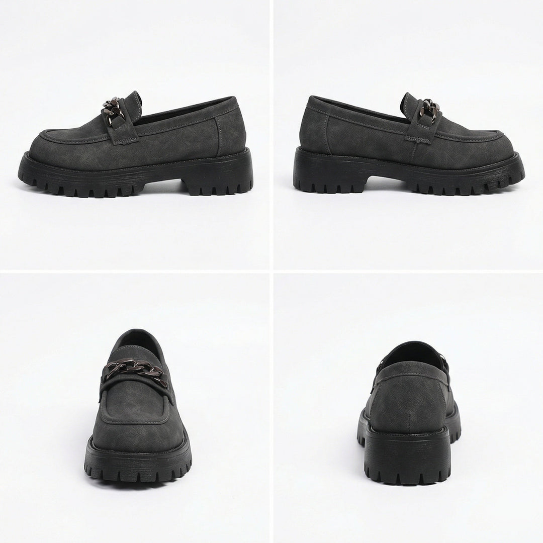 Damen Chunky Loafers mit Ketten-Applikation und robustem Profil Echoarchiv