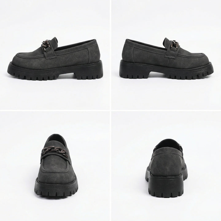 Damen Chunky Loafers mit Ketten-Applikation und robustem Profil Echoarchiv