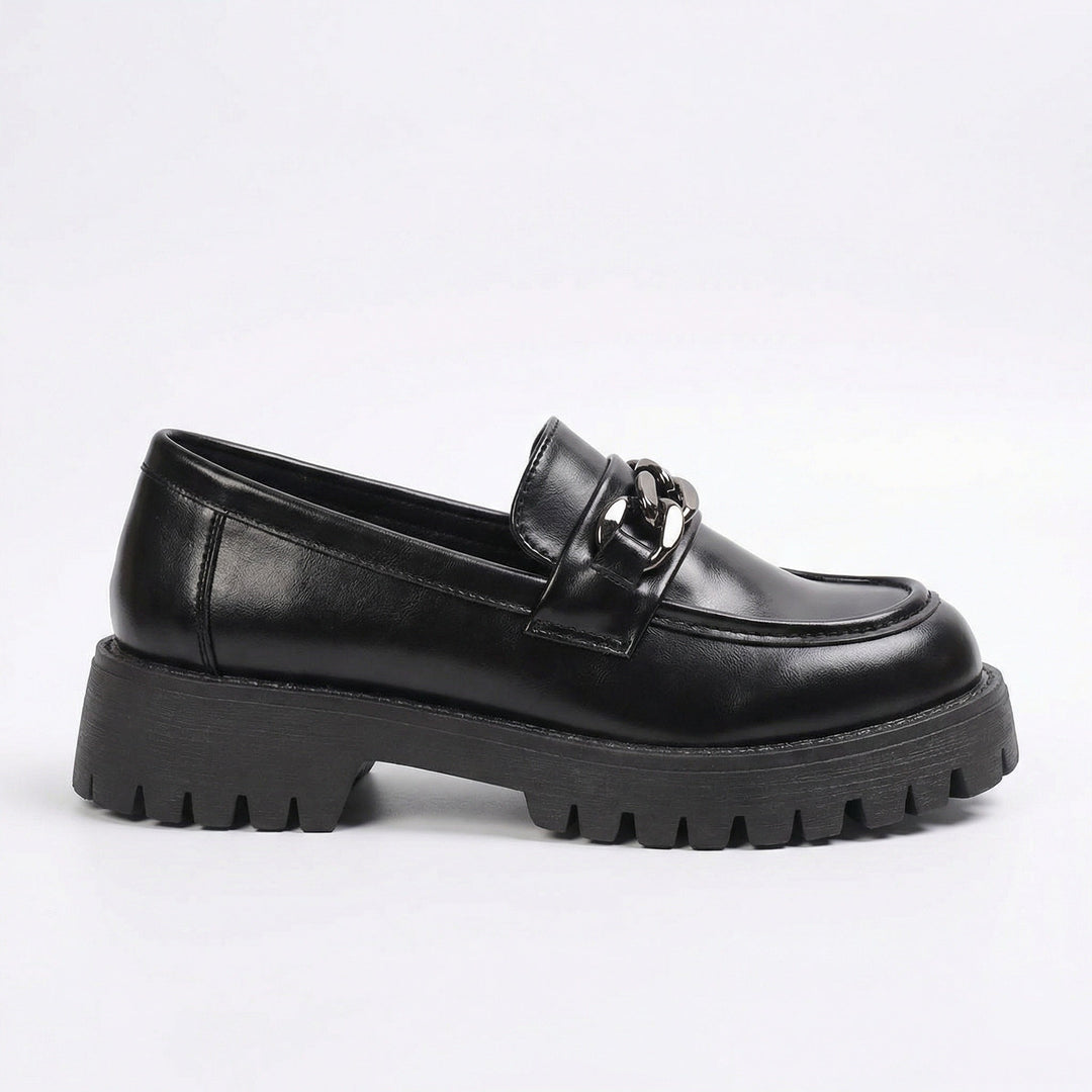 Damen Chunky Loafers mit Ketten-Applikation und robustem Profil Echoarchiv